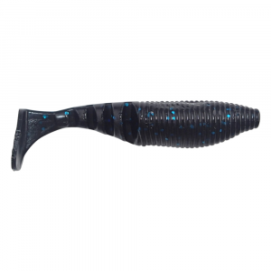 Image of Yamamoto Baits Kickin Zako Paddletail Swimbait | Black w/ Blue Flake; 4 in.