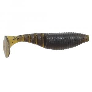 Image of Yamamoto Baits Kickin Zako Paddletail Swimbait | Green Pumpkin w/ Black Flake; 4 in.