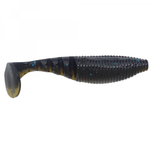 Image of Yamamoto Baits Kickin Zako Paddletail Swimbait | Black w/Blue Flake/Green Pumpkin w/ Black Flake Laminate; 4 in.