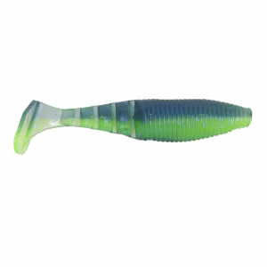 Image of Yamamoto Baits Kickin Zako Paddletail Swimbait | Chartreuse/Electric Blue Laminate; 4 in.