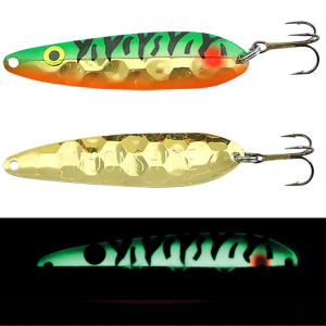 Image of Moonshine Lures Half Moon Walleye Spoon | Wild Perch - Gold; 3 in.