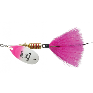 Image of Mepps Dressed Aglia Spinner | Glo Pink Blade/Pink Tail; 1/4 oz.