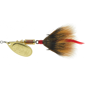 Image of Mepps Dressed Aglia Spinner | Gold Blade/Brown Tail; 1/4 oz.