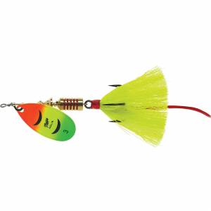 Image of Mepps Dressed Aglia Spinner | Hot Fire Tiger Blade/Yellow Tail; 1/6 oz.