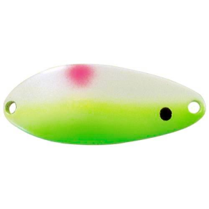 Image of ACME Tackle Little Cleo Spoon | Glow Green Alewife; 3/4 oz.