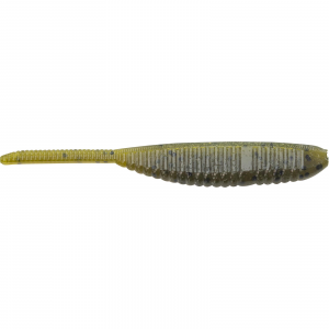 Image of Yamamoto Shad Shape Worm | Green Pumpkin w/ Black Flake; 3.75 in.