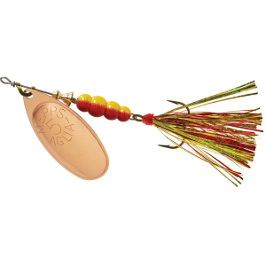 Image of Mepps Aglia Flashabou Spinner | Copper Red/Chartreuse; 1/6 oz.