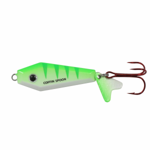 Image of Northland Buck-Shot Coffin Spoon | UV Glo Perch; 3/16 oz.