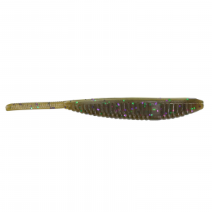 Image of Yamamoto Shad Shape Worm Floater | Green Pumpkin w/ Green/Purple Flake; 5 in.