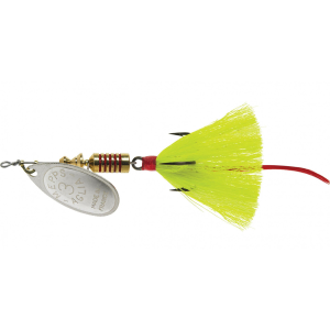 Image of Mepps Dressed Aglia Spinner | Silver Blade/Yellow Tail; 1/12 oz.