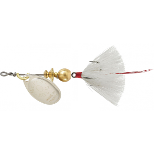 Image of Mepps Dressed Aglia Spinner | Silver Blade/White Tail; 1/8 oz.
