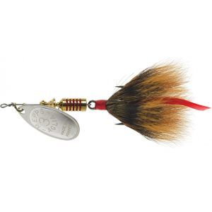 Image of Mepps Dressed Aglia Spinner | Silver Blade/Brown Tail; 1/12 oz.