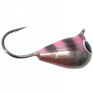 Image of Fiskas Hand-Painted Wolfram Tungsten Jig | Raspberry Stripe; 7 mm