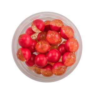 Image of Berkley PowerBait Magnum Garlic Power Eggs | Clear Gold-Fluorescent Red; 0.5 oz.