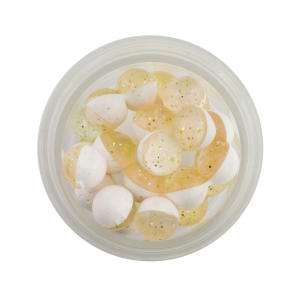 Image of Berkley PowerBait Magnum Garlic Power Eggs | Clear Silver Chartreuse-Fluorescent White; 0.5 oz.