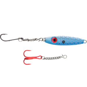 Image of Bink's Ice Spoon with Chain Dropper Hooks | Blue Glow; 1/8 oz.