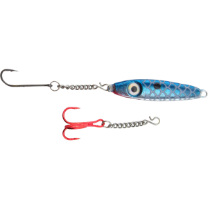 Image of Bink's Ice Spoon with Chain Dropper Hooks | Blue Metallic; 1/4 oz.