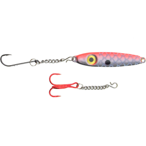 Image of Bink's Ice Spoon with Chain Dropper Hooks | White-Grey Back-Orange Belly; 1/4 oz.
