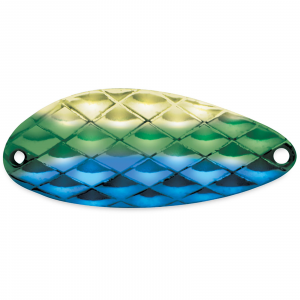 Image of ACME Tackle Little Cleo Spoon | Diamond Blue Green Gold; 2/3 oz.