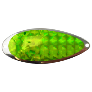 Image of ACME Tackle Little Cleo Spoon | Chartreuse Silver Foil; 2/5 oz.