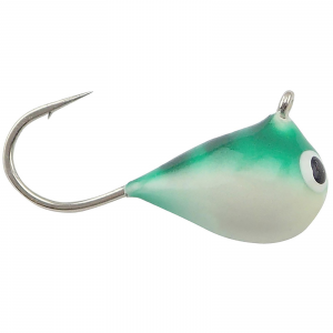 Image of Fiskas Hand-Painted Wolfram Tungsten Jig | Green Stripe Hot Turquoise Glow; 6 mm