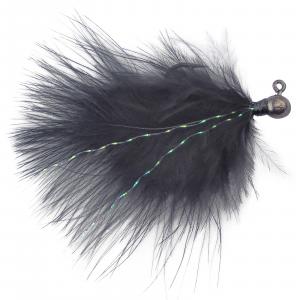 Image of VooDoo Custom Tackle Marabou Jigs | Black Nickel/Black; 1/16 oz.