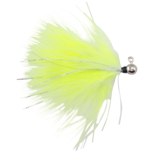 Image of VooDoo Custom Tackle Marabou Jigs | Nickel Plated/Chartreuse White; 1/16 oz.