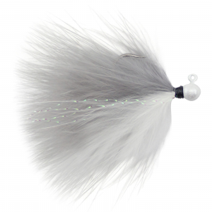 Image of VooDoo Custom Tackle Marabou Jigs | White Pearl/Grey-White; 1/16 oz.