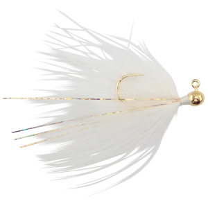 Image of VooDoo Custom Tackle Marabou Jigs | Gold Plate/White; 1/32 oz.