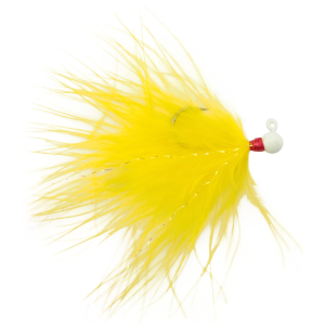 Image of VooDoo Custom Tackle Marabou Jigs | Glow White/Fluorescent Yellow; 1/32 oz.