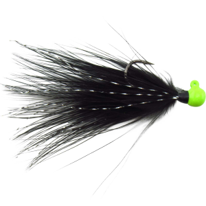 Image of VooDoo Custom Tackle Marabou Jigs | Green Chartreuse-Black; 1/16 oz.