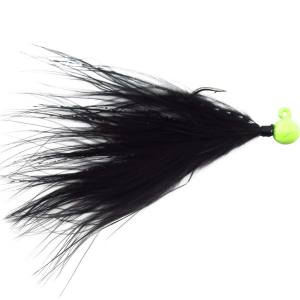 Image of VooDoo Custom Tackle Marabou Jigs | Yellow Chartreuse-Black; 1/64 oz.