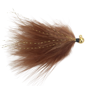 Image of VooDoo Custom Tackle Marabou Jigs | Gold Plated-Brown; 1/64 oz.