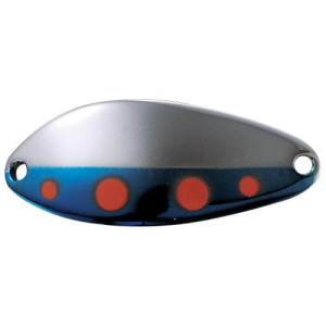 Image of ACME Tackle Little Cleo Spoon | Orange Dots Blue Nickel; 1/4 oz.