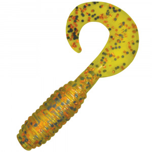 Image of Kalin's Lunker Grub Soft Bait | Chartreuse Copper Flake Salt Pepper; 3 in.