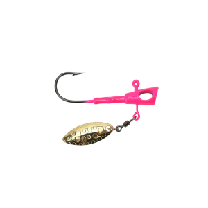 Image of Leland's Lures Crappie Magnet Fin Spin Eyehole Jig Head | Pink; 1/8 oz.