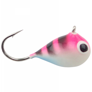 Image of Fiskas Hand-Painted Wolfram Tungsten Jig | Pink Stripe Hot Blue Glow; 5 mm