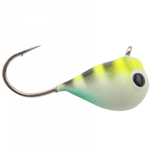 Image of Fiskas Hand-Painted Wolfram Tungsten Jig | Chartreuse Stripe Hot Turquoise Glow; 5 mm