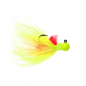 Image of Hawken Marabou Series AeroJig | Chartreuse/Chartreuse/Red/Flame; 1/4 oz.