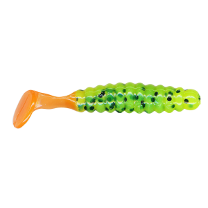Image of Charlie Brewer's Crappie/Panfish Slider Grubs | Chartreuse Black/Orange; 1 1/2 in.