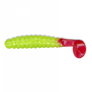 Image of Charlie Brewer's Crappie/Panfish Slider Grubs | Chartreuse Glitter/Red; 1 1/2 in.