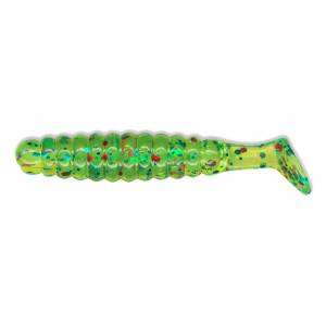 Image of Charlie Brewer's Crappie/Panfish Slider Grubs | Chartreuse Multi Glitter; 1 1/2 in.