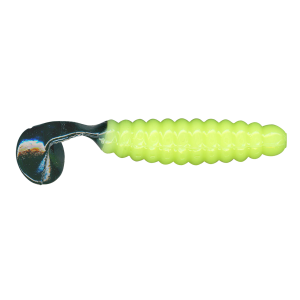 Image of Charlie Brewer's Crappie/Panfish Slider Grubs | Creamy Chartreuse/Black; 1 1/2 in.