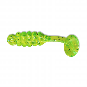 Image of Charlie Brewer's Crappie Slider Grubs | Chartreuse Glitter; 1 in.