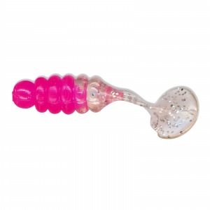 Image of Charlie Brewer's Crappie Slider Grubs | Hot Pink/Silver Glitter; 1 in.