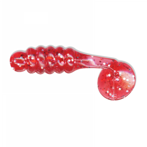 Image of Charlie Brewer's Crappie Slider Grubs | Strawberry Glitter; 1 in.