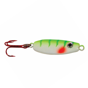 Image of Northland UV Forage Minnow Jigging Spoon | Glo Perch; 1/4 oz.
