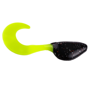 Image of Strike King Mr. Crappie ShadPole Curlytails | Tuxedo Black Chartreuse; 2 in.