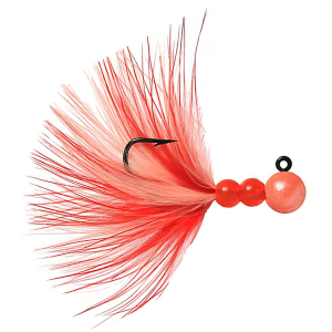Image of Hawken Beau-Mac Marabou Steelhead Jig | Peach/Red/Peach; 1/8 oz.
