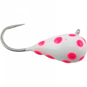 Image of Widow Maker Lures Dropper Glow Series Tungsten Jigs | White Polka Dot Glow; 3 mm